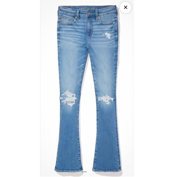 American Eagle Stretch High Waisted Skinny Kick Bootcut Jean Denim - Picture 3 of 15